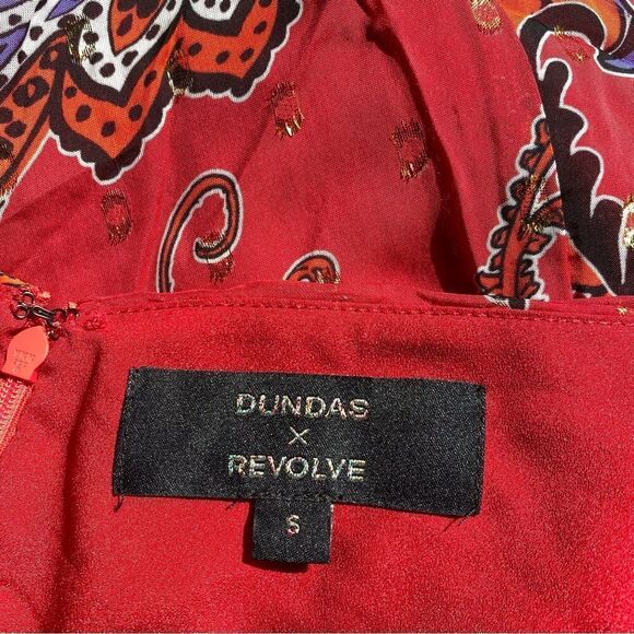 DUNDAS x Revolve Zeppelin Mini Dress Red paisley lurex open back party NWT S - Picture 9 of 9